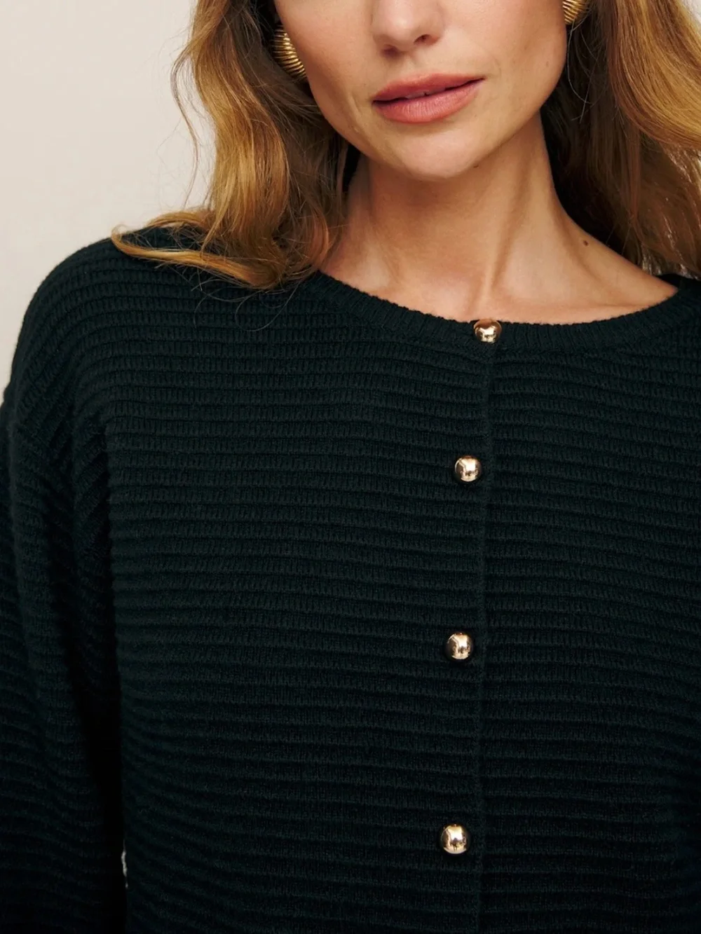 Reformation Gigi black ribbed cardigan M - Picture 2 of 8